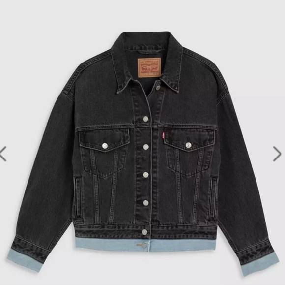 🖤🔹️LEVIS🔹️black 90s Double Lined Layered Cake Trucker Relaxed FitJacket